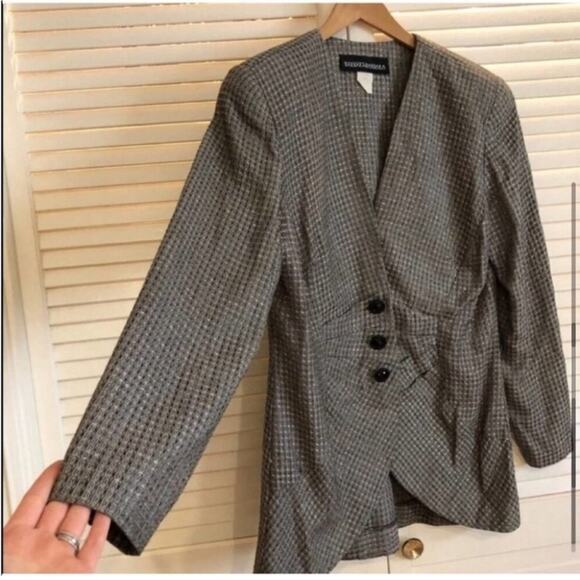 Vintage Retro Houndstooth Fitted Blazer - Picture 6 of 10